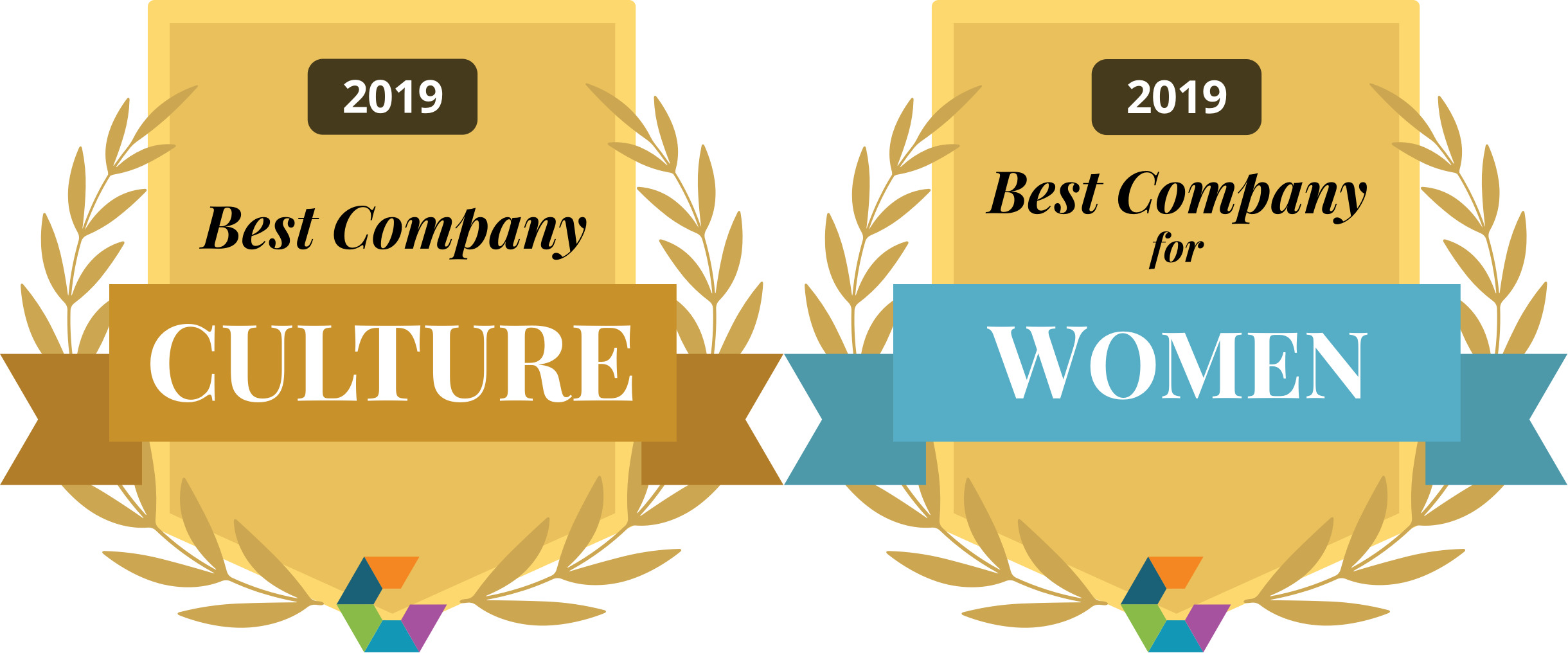 Comparably Badges for best culture and best for women