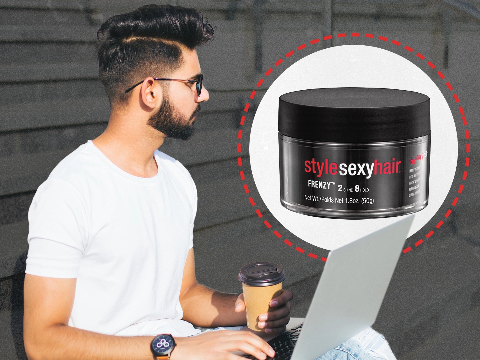 Man with Frenzy Matte Texturizing Paste from Sexy Hair